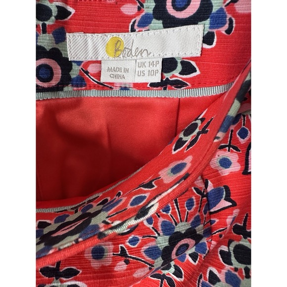 BODEN Red Blue Pop Floral Modern Pencil Skirt 14P 14 Petite High Waisted Womens - Picture 7 of 7